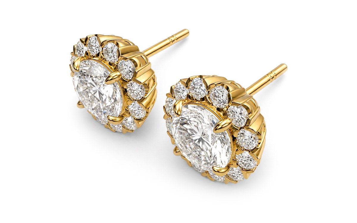 CAD Image Visualizer precision example: a yellow gold earrings