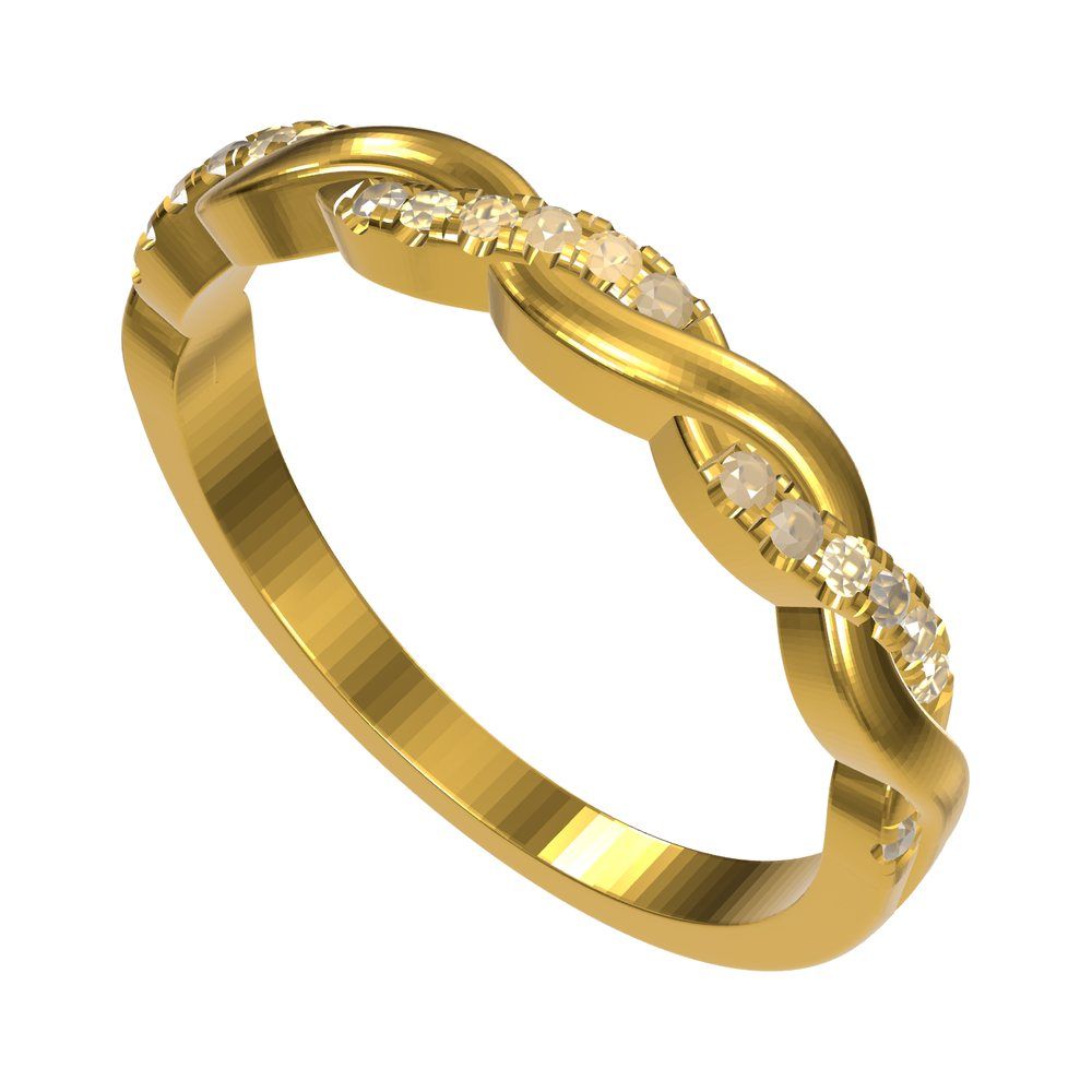 CAD model of a twisted band with a row of small stones on one strand