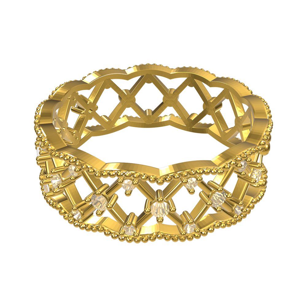 CAD model of a wide openwork lattice band set with small stones